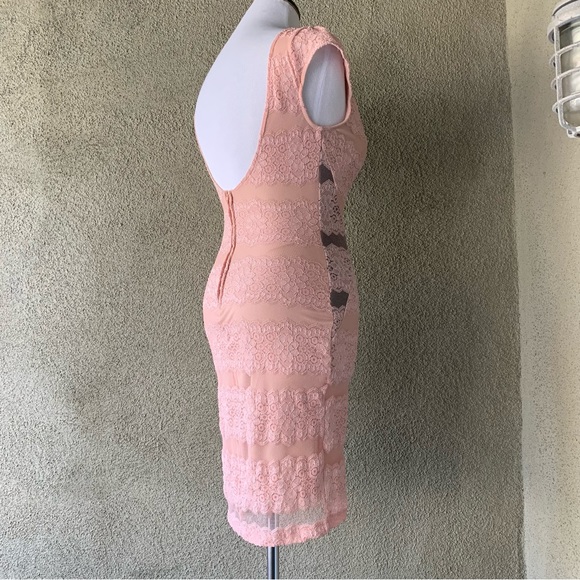🔥5/$20🔥 “Bloom” Dusty Pink Stretch Lace Mini Dress.size XS - Picture 6 of 11